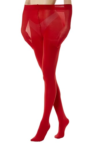 Gi&Gi Curvy Strumpfhose in Übergröße, gebogene Socken 80 den blickdicht mit weicher Mikrofaser, rot, XXL-3XL Plus von Gi&Gi