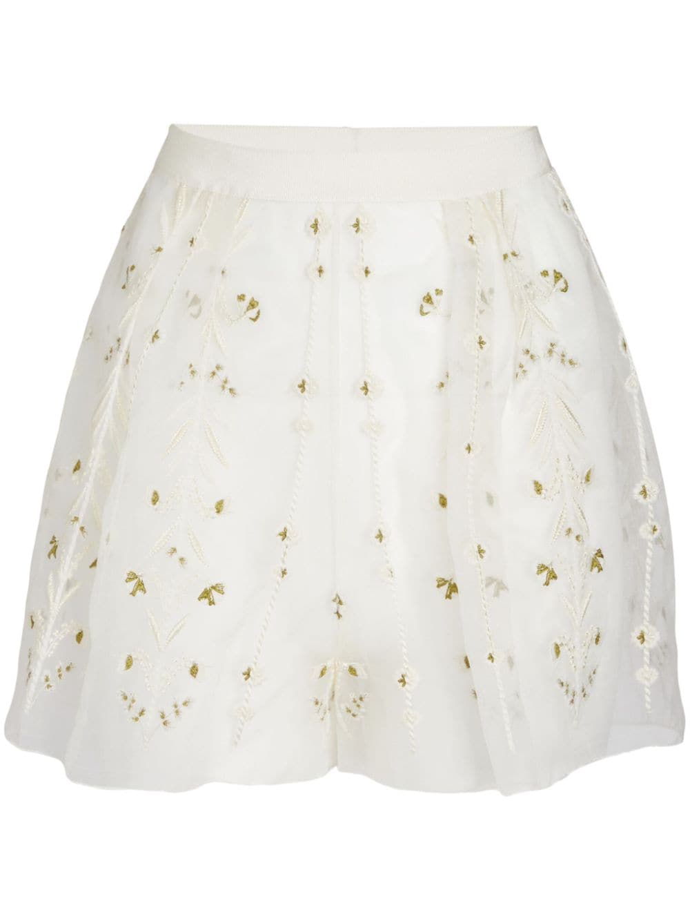 Giambattista Valli Organza-Shorts mit Blumenstickerei - Weiß von Giambattista Valli