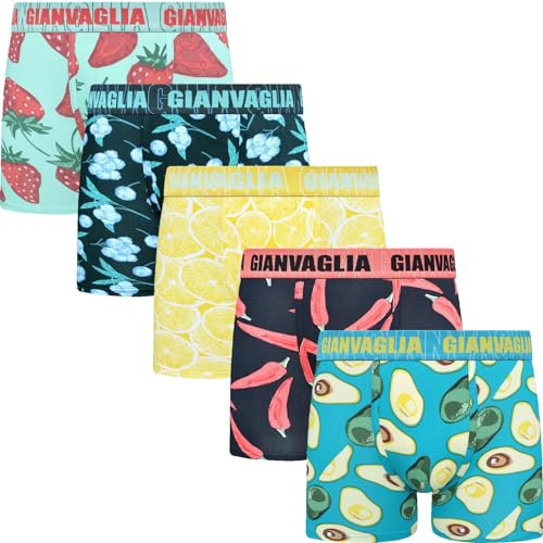 Gianvaglia Boxershorts Herren Baumwolle 5er Pack Manner Unterwäsche Unterhosen Herren Boxer (M, Fruit 2) von Gianvaglia