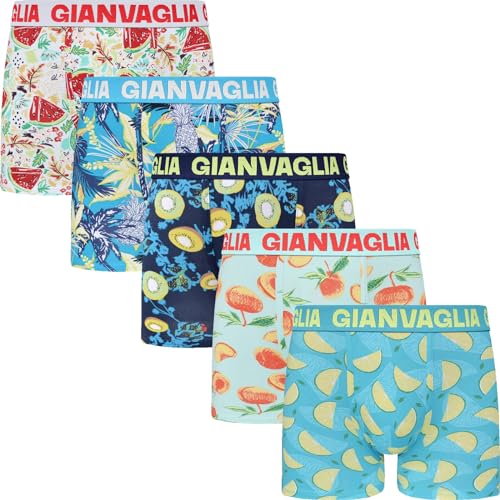 Gianvaglia Deluxe Baumwolle Boxershorts 5er Pack, Extrem Weich, Optimaler Komfort, Fruit, L von Gianvaglia