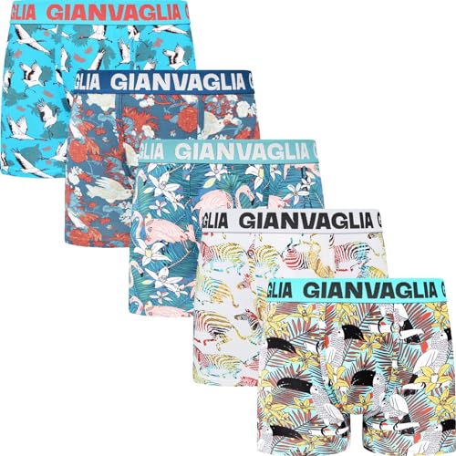 Gianvaglia Deluxe Baumwolle Boxershorts 5er Pack, Extrem Weich, Optimaler Komfort, Tiere, XXL von Gianvaglia