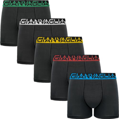 Gianvaglia Deluxe Baumwolle Boxershorts 5er Pack, Extrem Weich, Optimaler Komfort, blacks, M von Gianvaglia