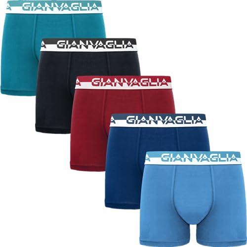 Gianvaglia Deluxe Baumwolle Boxershorts 5er Pack, Extrem Weich, Optimaler Komfort, solide, L von Gianvaglia