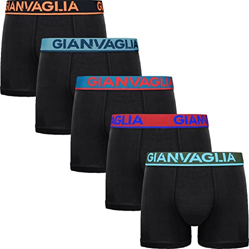 Gianvaglia Herren Boxershorts/Boxershorts, 5 Paar Unterwäsche, Schwarz, Größe M-XXL, Schwarz , 31-35 von Gianvaglia