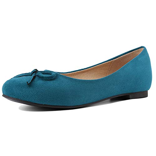 Gicoiz Arbeit Flach Schuhe Damen Runde Zehen Bogentie Dolly Schuhe Geschlossen Komfort Buro Loafer Ohne Verschluss Ballerina Pantoffeln Damen Ms-Blau Gr 33 EU von Gicoiz