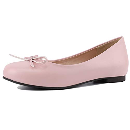 Gicoiz Arbeit Flach Schuhe Damen Runde Zehen Bogentie Dolly Schuhe Geschlossen Komfort Buro Loafer Ohne Verschluss Ballerina Pantoffeln Damen Pu-Pink Gr 32 EU von Gicoiz