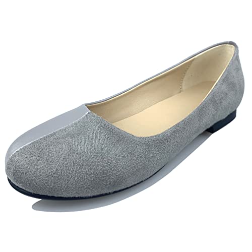 Gicoiz Buro Flach Schuhe Damen Arbeit Comfy Runde Zehen Dolly Schuhe Geschlossen Loafer Arbeit Lovely Ballet Leisure Damen Schuhe Grau Gr 46 EU-48Cn von Gicoiz