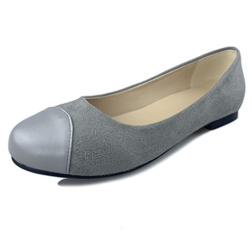 Gicoiz Buro Flach Schuhe Damen Arbeit Comfy Runde Zehen Dolly Schuhe Geschlossen Loafer Arbeit Lovely Ballet Leisure Damen Schuhe Grau Gr 50 EU-52Cn von Gicoiz