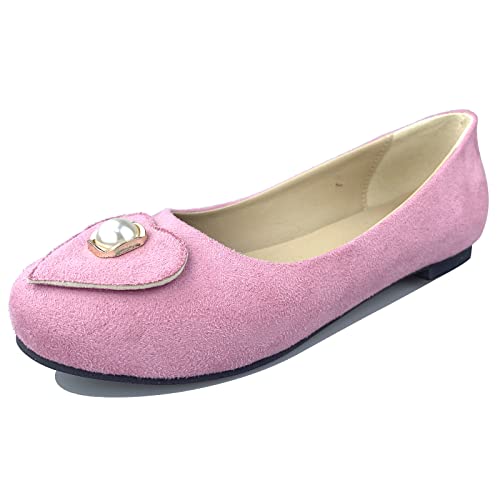 Gicoiz Buro Flach Schuhe Damen Arbeit Comfy Runde Zehen Dolly Schuhe Geschlossen Loafer Arbeit Lovely Ballet Leisure Damen Schuhe Pink Gr 47 EU-49Cn von Gicoiz