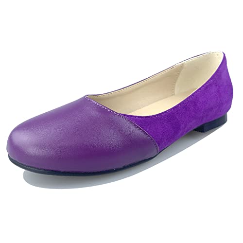 Gicoiz Buro Flach Schuhe Damen Arbeit Comfy Runde Zehen Dolly Schuhe Geschlossen Loafer Arbeit Lovely Ballet Leisure Damen Schuhe Violett Gr 32 EU von Gicoiz