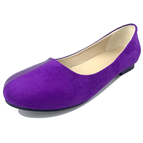 Gicoiz Buro Flach Schuhe Damen Arbeit Comfy Runde Zehen Dolly Schuhe Geschlossen Loafer Arbeit Lovely Ballet Leisure Damen Schuhe Violett Gr 38 EU-39Cn von Gicoiz