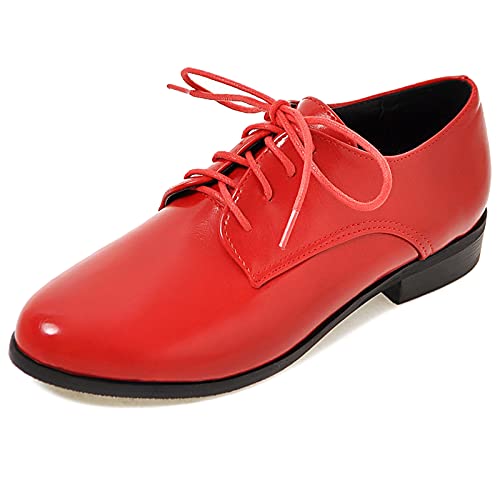 Gicoiz Buro Oxford Damen Schnüren Klassische Niedrige Absatz Brogue Pump Runde Zehen Comfy Blockabsatz Mens Formal Schuhe Rot Gr 41 EU-43Cn von Gicoiz