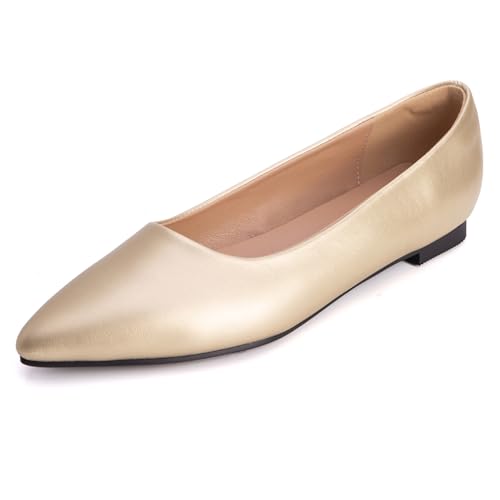 Gicoiz Hochzeit Flach Schuhe Lack Bride Pointed Toe Schuhe Ohne Verschluss Buro Arbeit Ballerina Damen Party Ballet Dancing Bogen Gold Gr 44 EU-46Cn Gicoiz Hochzeit Flach Schuhe Lack Bride Pointed Toe Schuhe Ohne Verschluss Buro Arbeit Ballerina Damen Party Ballet Dancing Bogen Gold Gr 44 EU-46Cn von Gicoiz