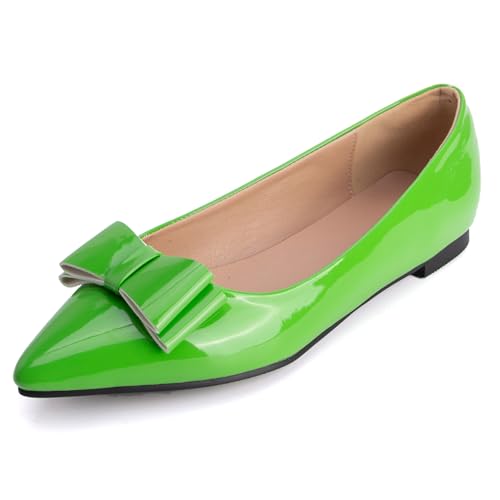 Gicoiz Hochzeit Flach Schuhe Lack Bride Pointed Toe Schuhe Ohne Verschluss Buro Arbeit Ballerina Damen Party Ballet Dancing Bogen Grün Gr 37 EU-38Cn Gicoiz Hochzeit Flach Schuhe Lack Bride Pointed Toe Schuhe Ohne Verschluss Buro Arbeit Ballerina Damen Party Ballet Dancing Bogen Grün Gr 37 EU-38Cn von Gicoiz