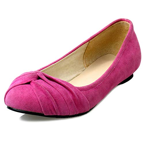 Gicoiz Runde Zehen Flach Schuhe Damen Ohne Verschluss Arbeit Dolly Schuhe Geschlossen Buro Loafer Comfy Ballerina Pantoffeln Ballet Bogentie Hochzeit Rose-Rot Gr 32 EU von Gicoiz