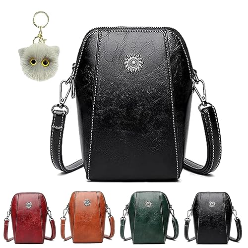 All-Match Vertical Cellphone Bag, Fashion Large Capacity Waterproof Packet for Women, Mini Shoulder Waterproof Crossbody Wallet Phone Bag for Women (Black) von Gienslru