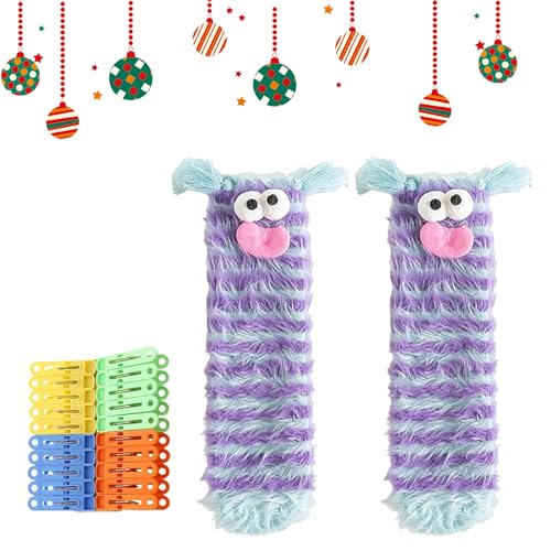 Gienslru Warm Cozy Fluffy Cartoon Monster Socks, Cute Cartoon Plush Monster Sock, Funny Fuzzy Socks For Women (C) von Gienslru
