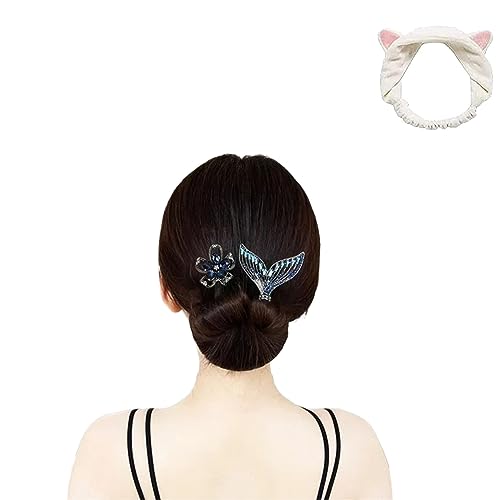 Rhinestone Flower Hair Clip, Ins Style Elegant Lazy Hair Curler, Rhinestone Hair Claw Clips, Rhinestone Hair Clips for Women (New Flower & Butterfly) von Gienslru