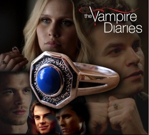 GIFT CORNER - Vampire Diaries The Originals Mikaelson Family Silber Lapislazuli Tageslicht Ring Größe 11 (20,68 oder Größe V) authentische Requisite Replik von Gift Corner