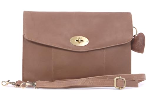 Gigi - Damen Leder Umhängetasche Klein - Crossbody Bag - Abendtasche - Clutch mit Abnehmbarer Verstellbarer Schultergurt - OTHELLO 8757 G- Braun Gigi - Damen Leder Umhängetasche Klein - Crossbody Bag - Abendtasche - Clutch mit Abnehmbarer Verstellbarer Schultergurt - OTHELLO 8757 G- Braun von Gigi