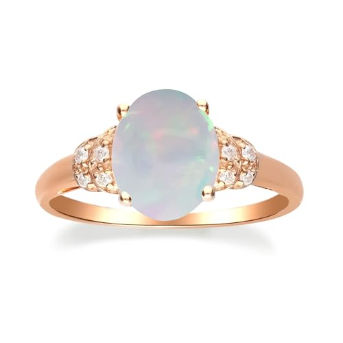 Gigirom Ovale Opalringe for Frauen, Verlobungsring mit natürlichem Opal, Opal-Ehering aus 925er Sterlingsilber, Jubiläums-Versprechensring-Geschenk for Sie (Color : Silver, Size : 58(18.5)) von Gigirom