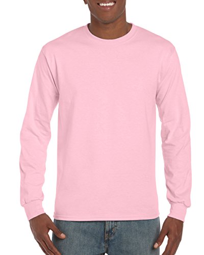 GILDAN Herren Ultra Cotton Adult Long Sleeve T-Shirt, Rosa (Light Rosa 020), Small von Gildan