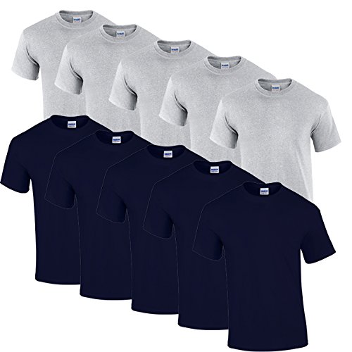 Gildan 10 T Shirts Heavy Cotton M L XL XXL Diverse Farben auswählbar (3XL, 5navy/5sportgrey) von Gildan