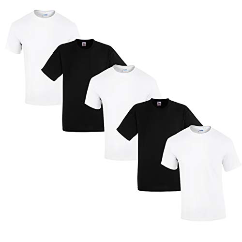 Gildan 5 Stück Heavy Cotton T-Shirt Herren Shirt S - 3XL Schwarz Weiß (4XL, 3Weiss/2Schwarz) von Gildan