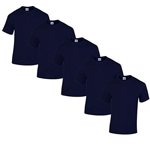 Gildan 5 Stück Heavy Cotton T-Shirt Herren Shirt S - 3XL Schwarz Weiß (4XL, Navy) von Gildan