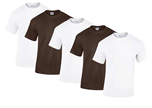 Gildan 5 Stück Heavy Cotton T-Shirt Herren Shirt S - 3XL Schwarz Weiß (XL, 3Weiss/2D.Chocolate) von Gildan