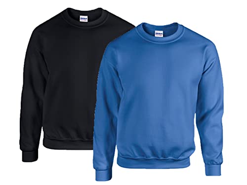 Gildan - Heavy Blend Sweatshirt - S, M, L, XL, XXL, 3XL, 4XL, 5XL /1x Schwarz + 1x Royal + 1x HL Kauf Notizblock, M von Gildan