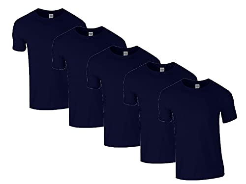 Gildan Herren 64000 T-Shirt, 5X Navy & 1 HLKauf Block, 3XL (5er Pack) von Gildan