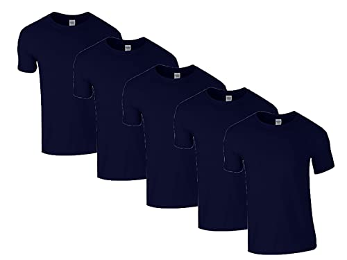 Gildan Herren 64000 T-Shirt, 5X Navy & 1 HLKauf Block, 4XL (5er Pack) von Gildan