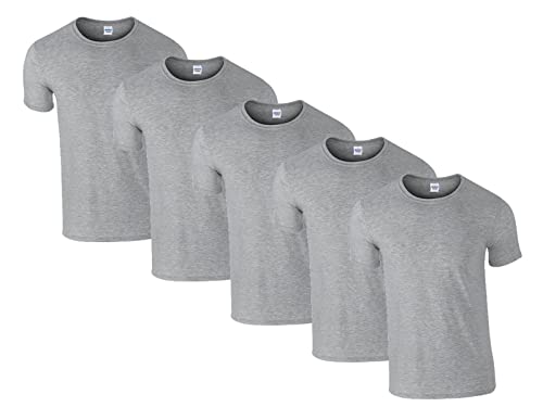 Gildan Herren 64000 T-Shirt, 5X Sportgrey & 1 HLKauf Block, XL (5er Pack) von Gildan