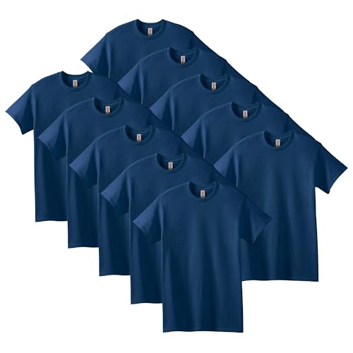 Gildan Unisex T-shirt aus Schwerer Baumwolle Mehrfarbig ,Stil G5000 T-Shirt, Marineblau (10er-pack), S von Gildan