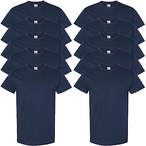 Gildan Unisex T-shirt aus Schwerer Baumwolle Mehrfarbig ,Stil G5000 T-Shirt, Marineblau (10er-pack), S von Gildan