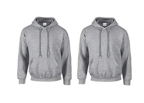 Gildan Herren Kapuzenpullover Adult 50/50. Hooded Sweat/18500, Einfarbig (XXL, 2er Sportgrey + 1x HL Kauf Notizblock) von Gildan