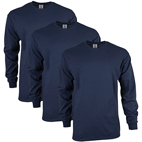 Gildan Unisex Langärmliges T-shirt aus Ultra-baumwolle, Stil G2400 T-Shirt, Marineblau (3er-pack), XXL von Gildan