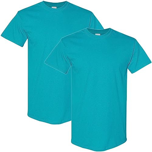 Gildan Unisex-Erwachsene Heavy Cotton, Style G5000, Multipack T-Shirt, Tropical Blue (2er-Pack), 3X-Groß von Gildan