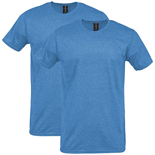 Gildan Herren Softstyle Cotton, Style G64000, 2-Pack T-Shirt, Heather Sapphire, Mittel (2er Pack) von Gildan