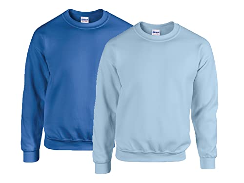 Gildan Herren Sweatshirt 50/50 Adult Crewneck Sweat, 1x Royal + 1x Light Blue + 1x HL Kauf Notizblock, M von Gildan