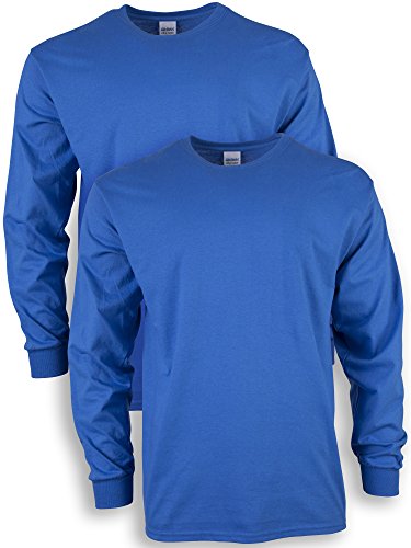 Gildan Herren Ultra Cotton Langarm, Stil G2400, Multipack T-Shirt, Royal (2 Stück), XL (2er Pack) von Gildan