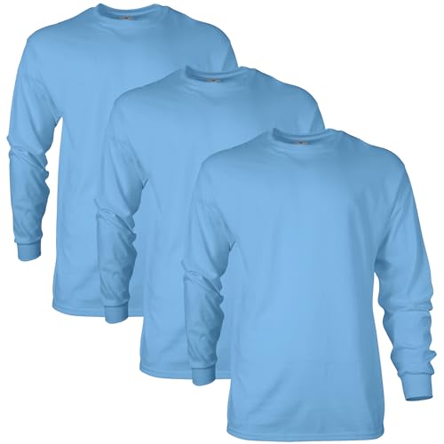 Gildan Herren Ultra Cotton Langarm Style G2400, Multipack T-Shirt, Carolina Blue (3-Pack), XL (3er Pack) von Gildan