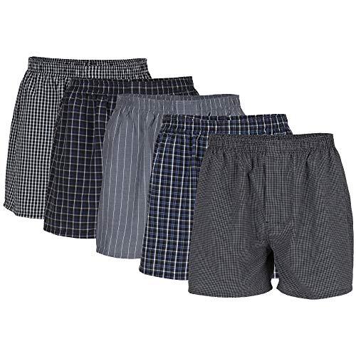 Gildan Herren Woven Shorts, Multipack Boxershorts, Schwarze Streifen Sortiert (5er-pack), XL EU von Gildan