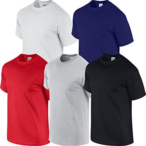 Gildan einfache T-Shirts, verfügbar in allen Farben und Größen, für Herren, 5 Stück Gr. Medium, 5 x Mixed Pack von Gildan