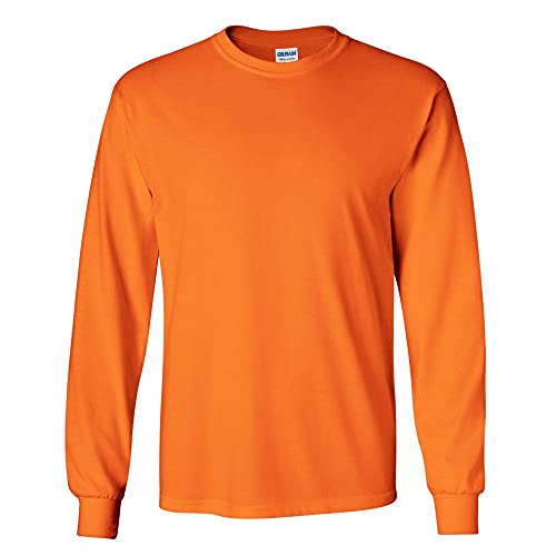 Gildan Ultra Herren T-Shirt mit Rundhalsausschnitt, langärmlig (L) (Sicherheitsorange) von Gildan