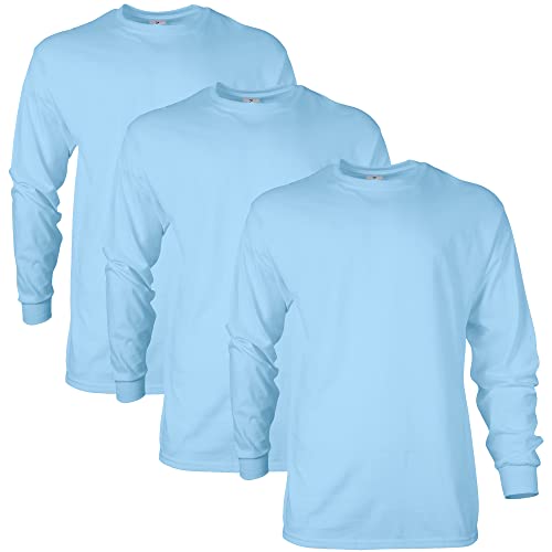 Gildan Unisex-Erwachsene Ultra Cotton Long Sleeve, Style G2400, Multipack T-Shirt, Hellblau (3er-Pack), S von Gildan