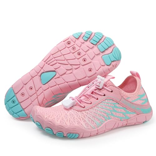 Giltpeak Barfußschuhe Kinder Leicht Schnell Trocknend Traillaufschuhe Atmungsaktiv Strandschuhe Wanderschuhe Für Jungen Und Mädchen (A-Pink, Kleinkind, 26, Numerisch, EU Schuhgrößensystem, M) von Giltpeak