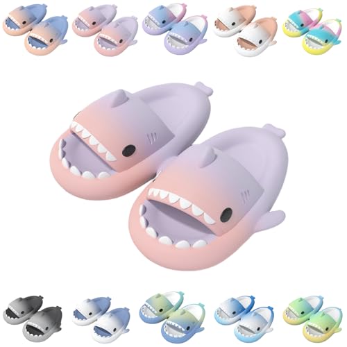 Giltpeak Cloud Shark Slides Kids, Hai Hausschuhe Schuhe Kind Sommer Rutschfeste Badelatschen Haifisch Schlappen Badeschuhe Strand Lustig Hai Sandalen(Pink Purple,25/26) von Giltpeak