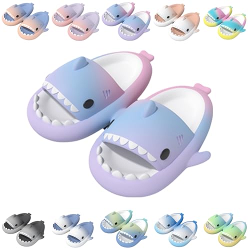 Giltpeak Cloud Shark Slides Kids, Hai Hausschuhe Schuhe Kind Sommer Rutschfeste Badelatschen Haifisch Schlappen Badeschuhe Strand Lustig Hai Sandalen(Purple Blue Pink,29/30) von Giltpeak